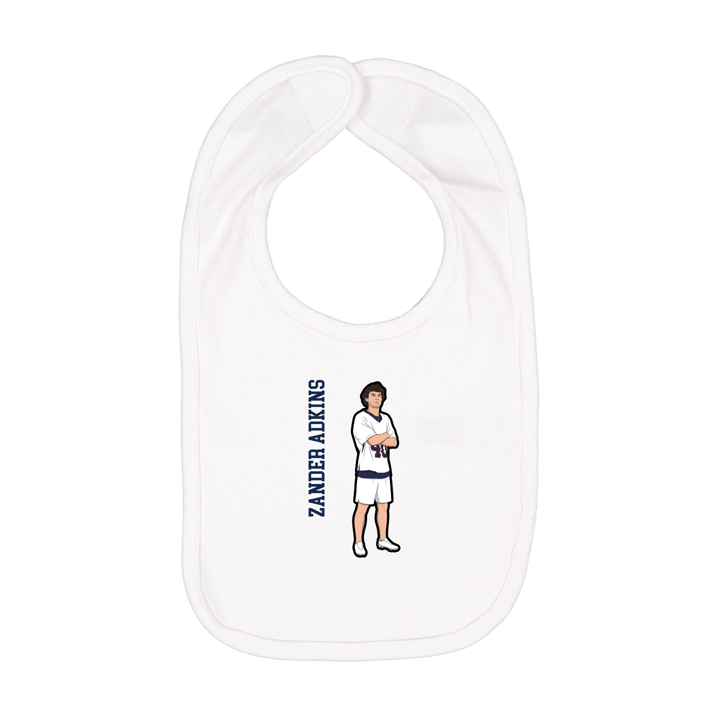 Infant Bib — Name Vertical in White