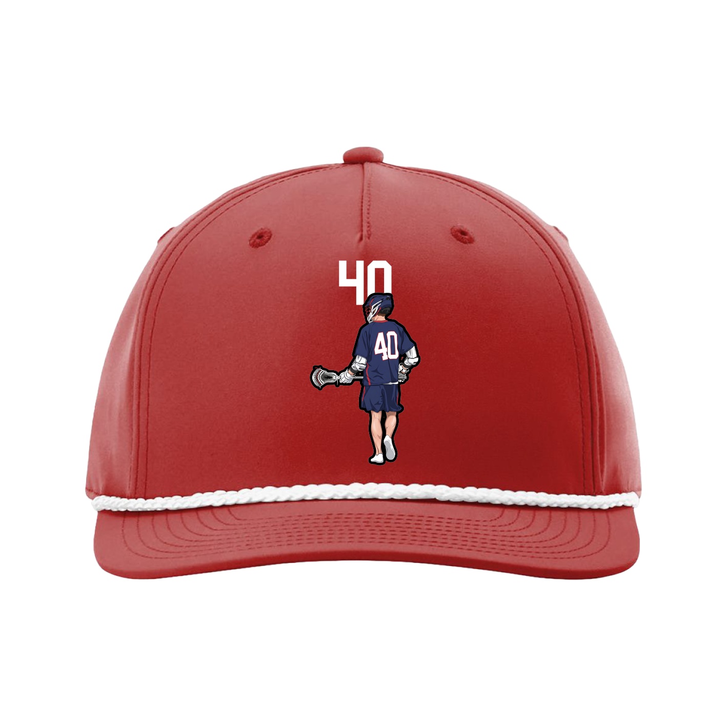 Five-Panel Classic Rope Cap — Number Top in Red