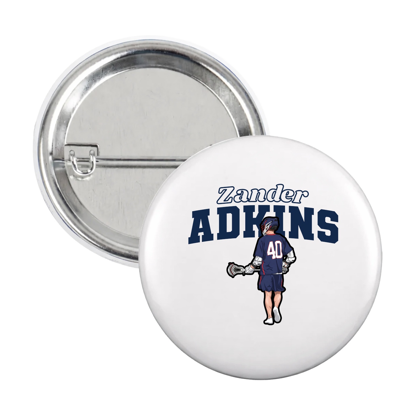 Game Day Button — Name Arch in White