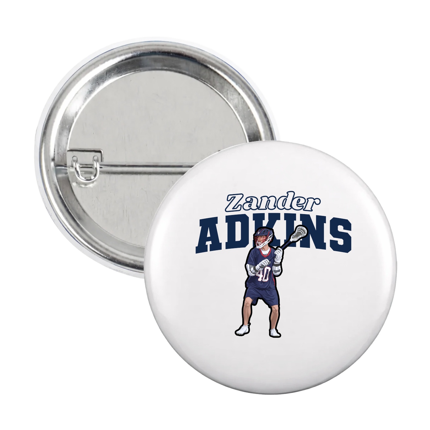 Game Day Button — Name Arch in White