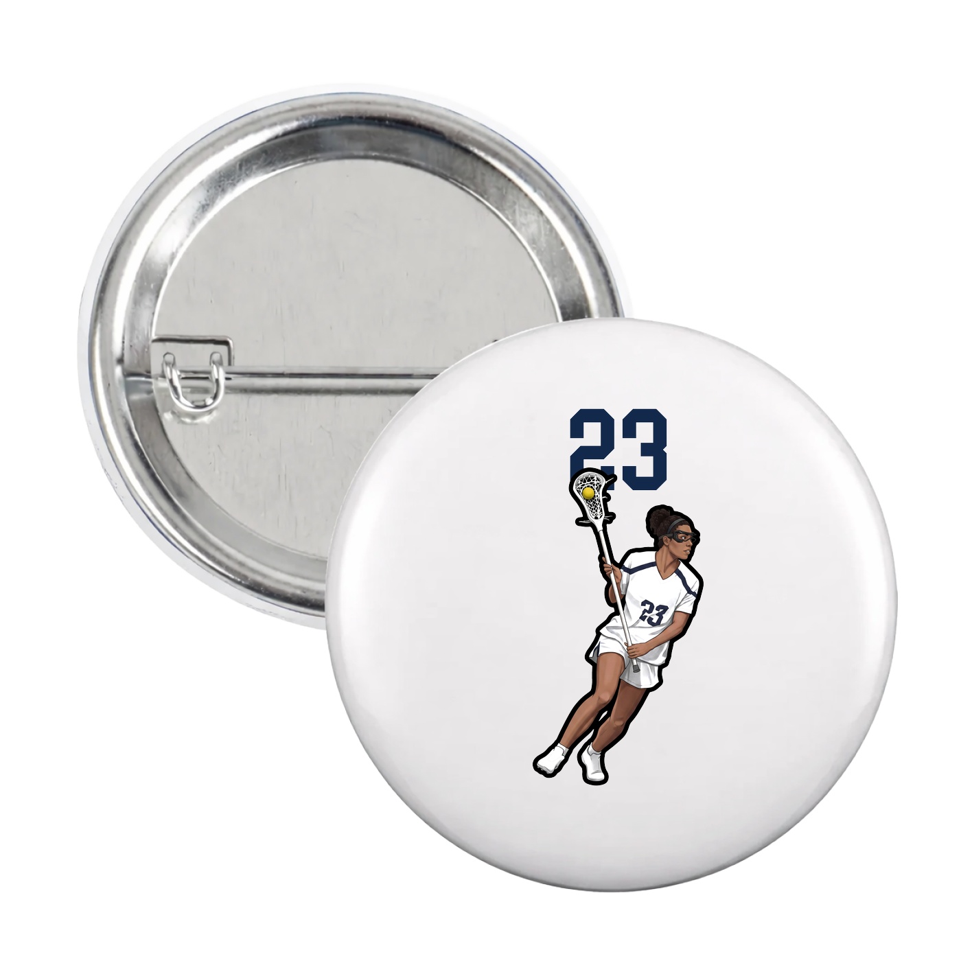 Game Day Button — Number Top in White