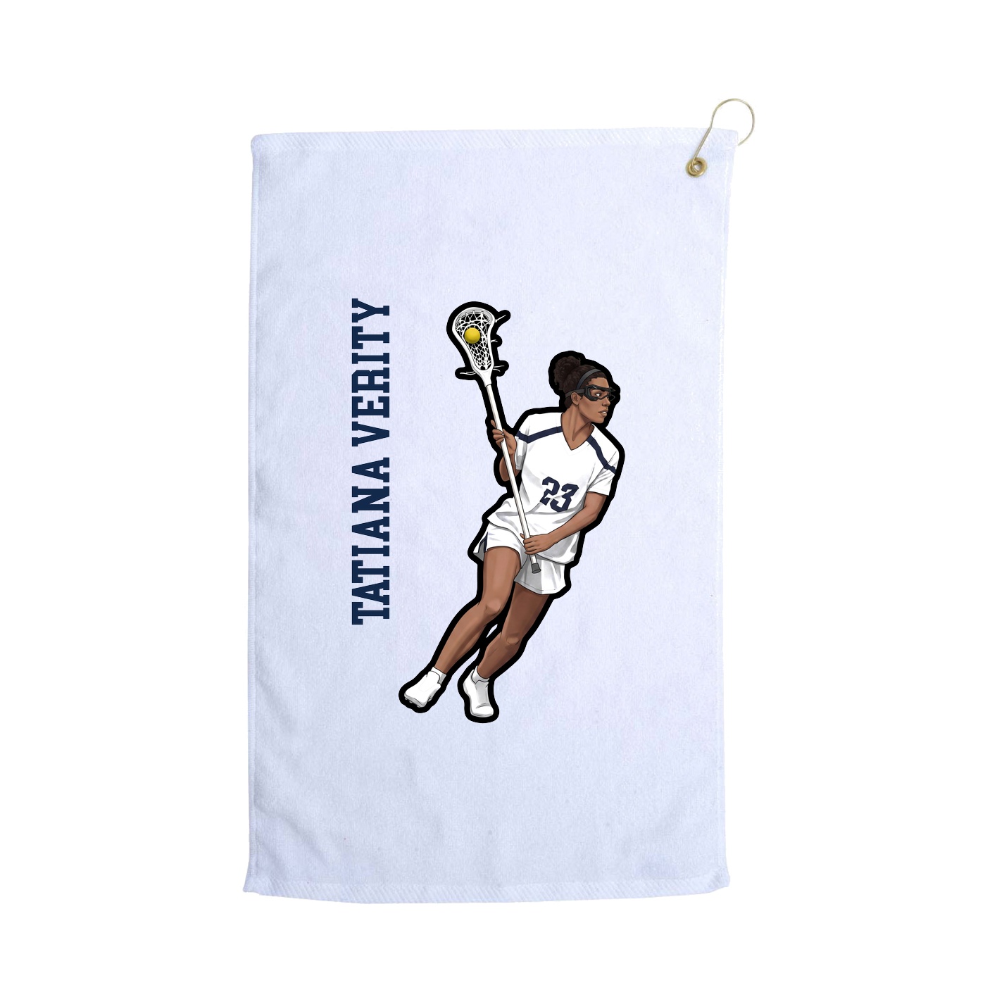 Golf Towel — Name Vertical in White