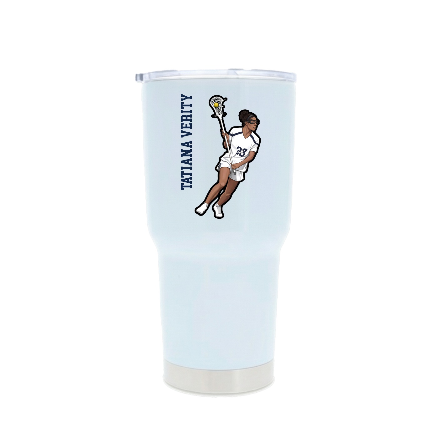 30oz Stainless Steel Tumbler — Name Vertical in White