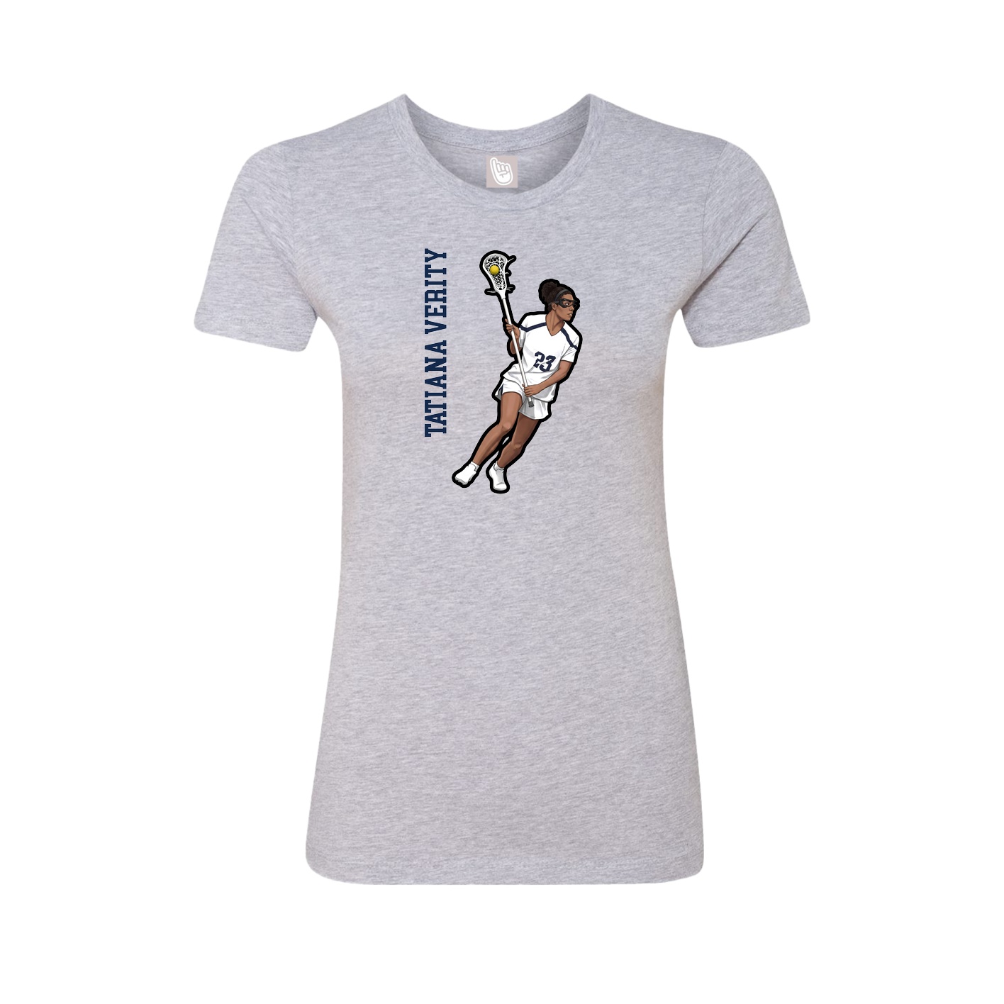 Fitted Women's Tee — Name Vertical in Grey