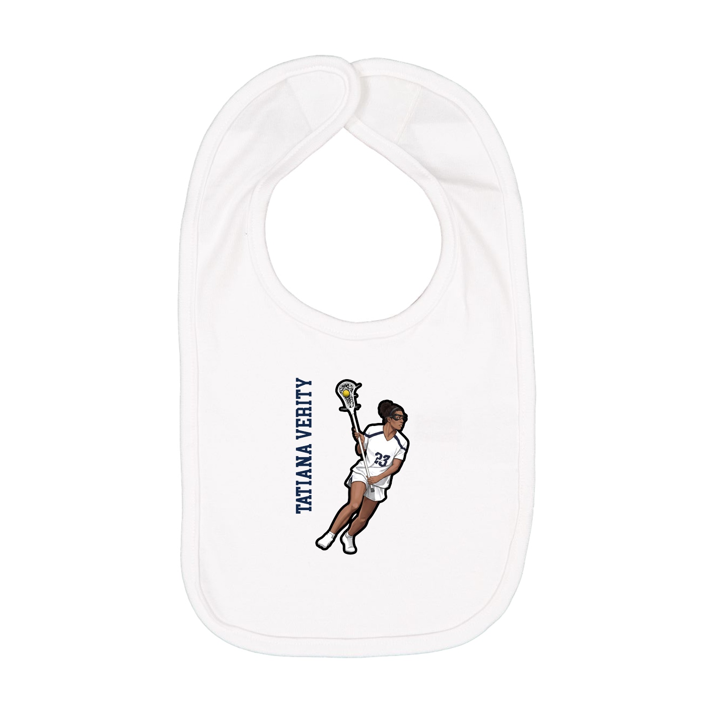 Infant Bib — Name Vertical in White
