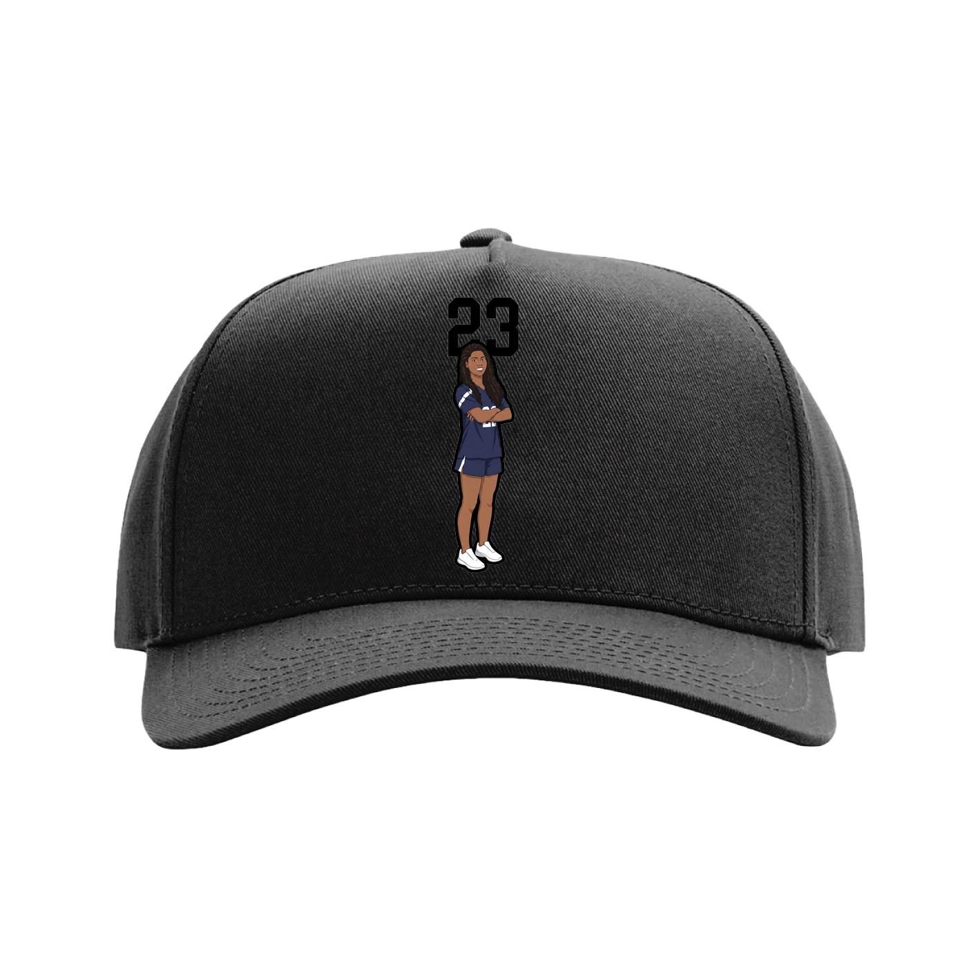 Full Fabric Five-Panel Champ Cap — Number Top in Black