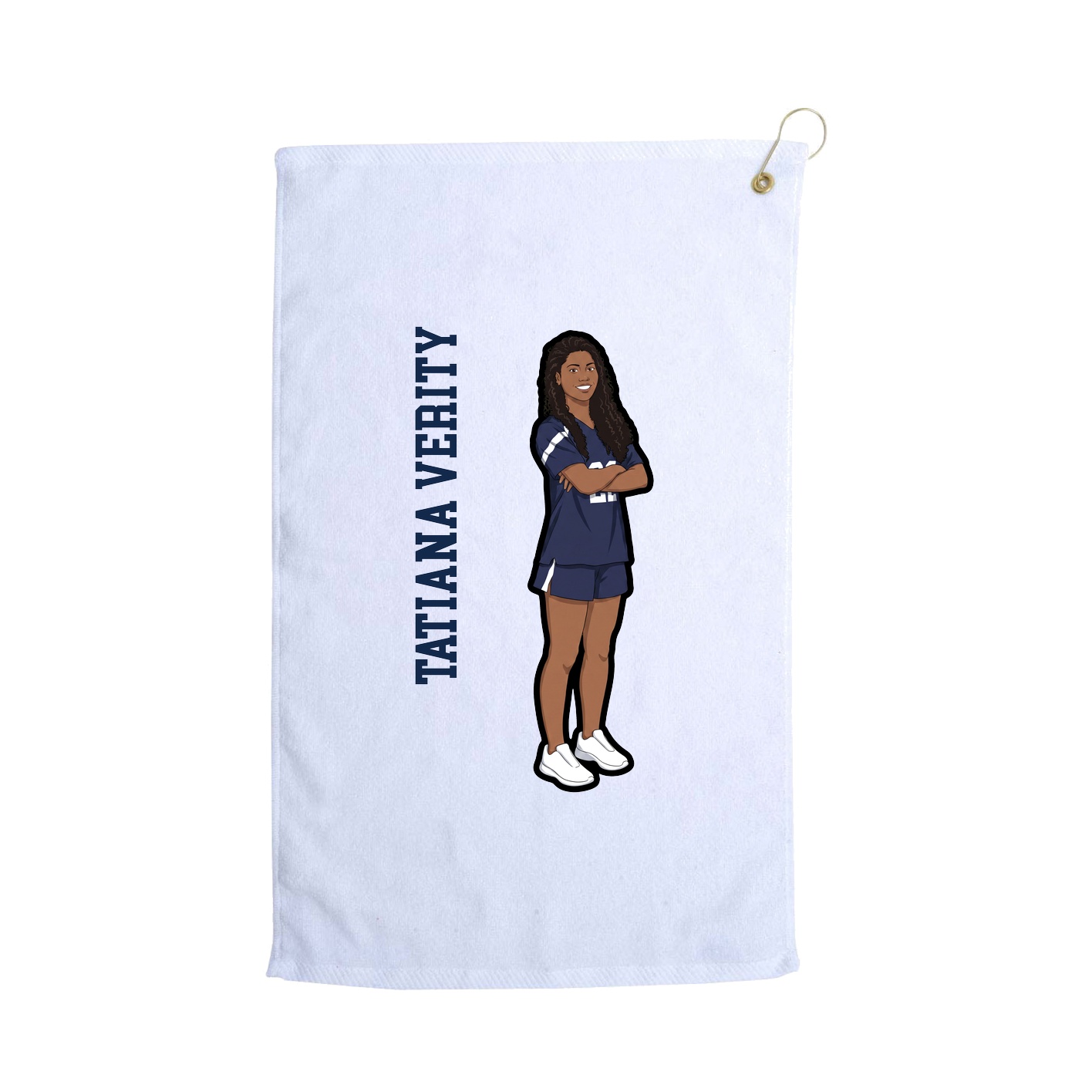 Golf Towel — Name Vertical in White