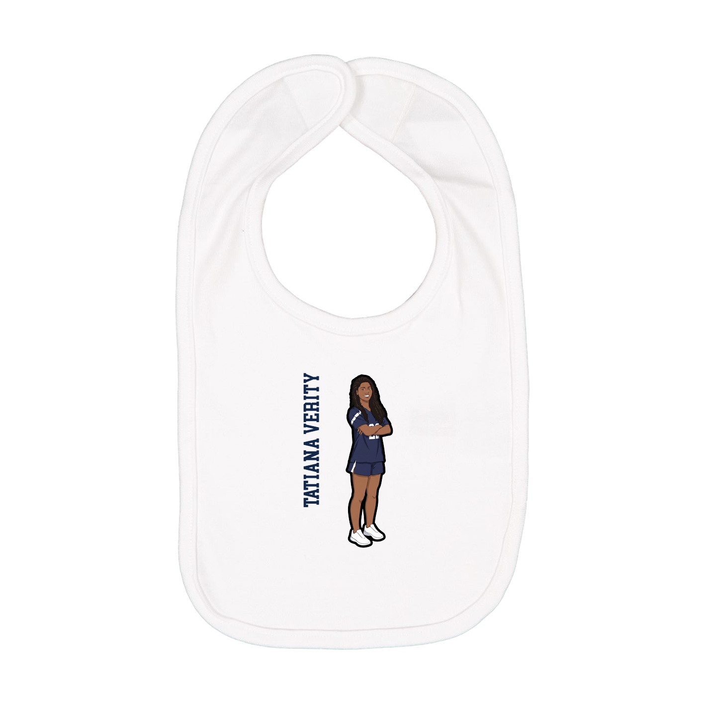 Infant Bib — Name Vertical in White