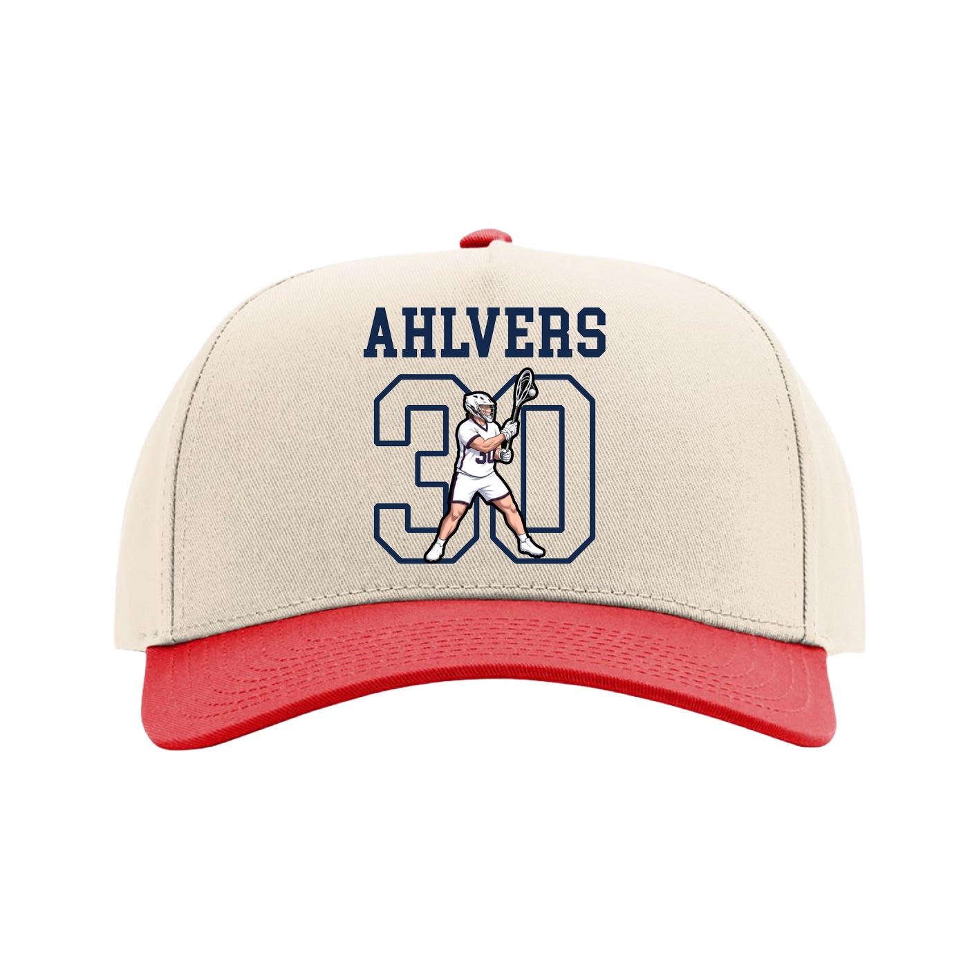 Full Fabric Five-Panel Champ Cap — Shirsey in Cream/Red