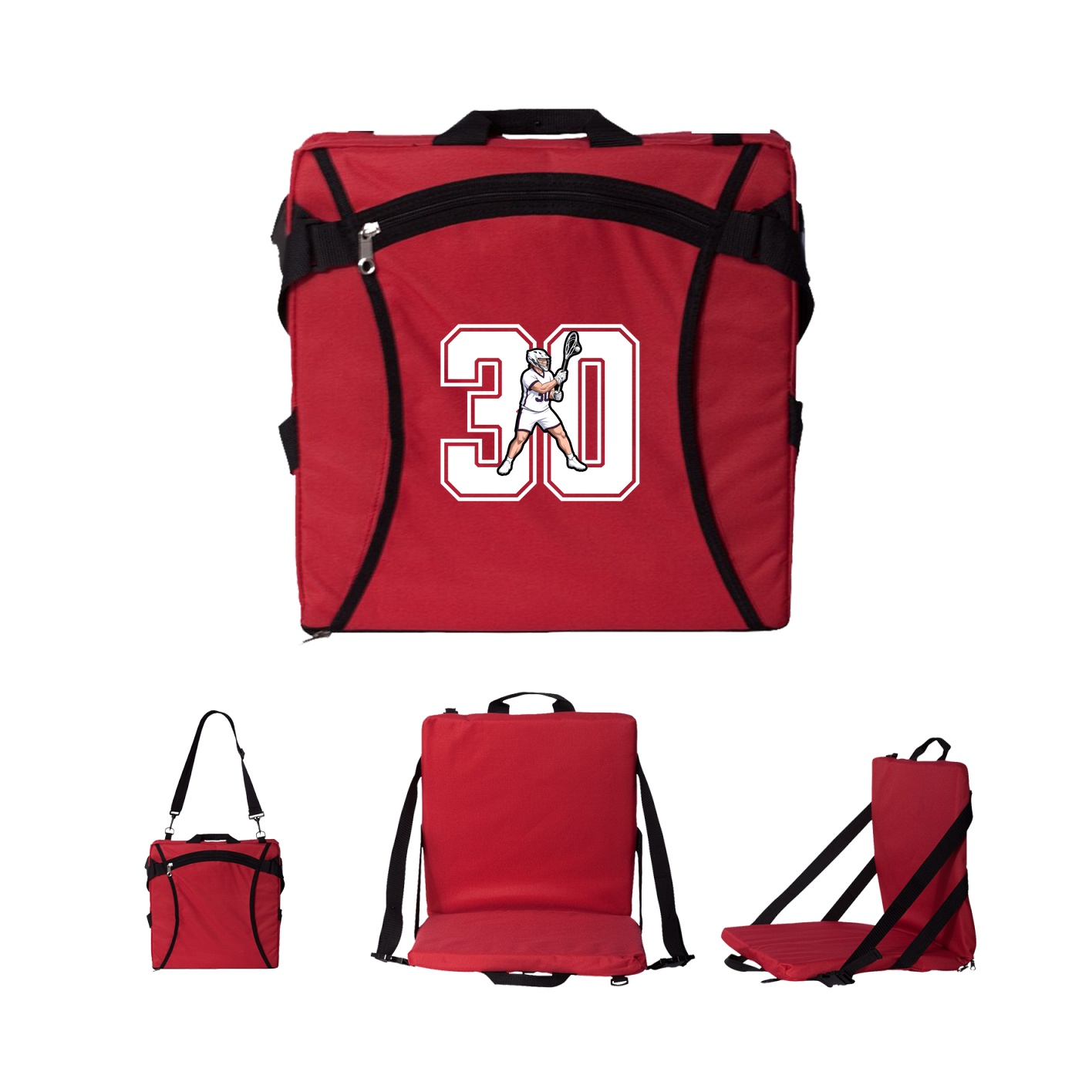 Folding Stadium Seat — Number in Red
