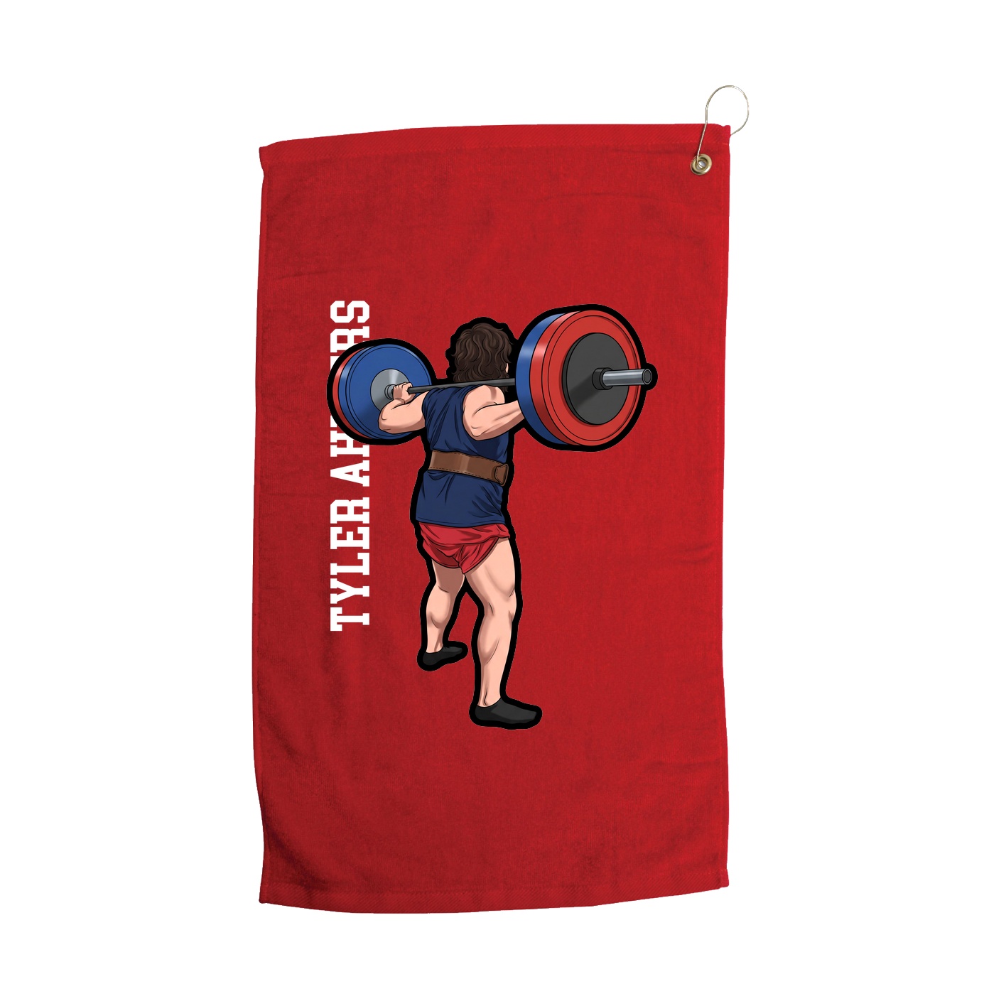 Golf Towel — Name Vertical in Red