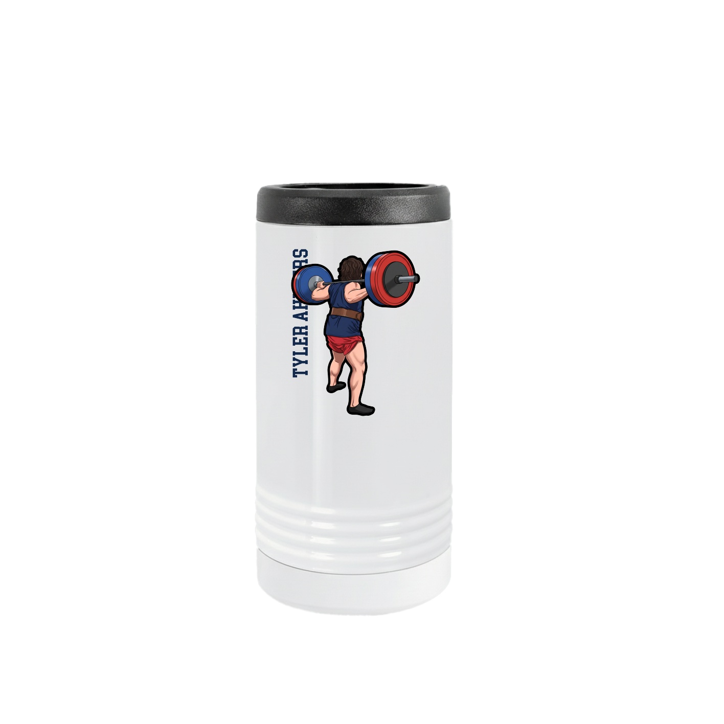 Slim Beverage Holder — Name Vertical in White