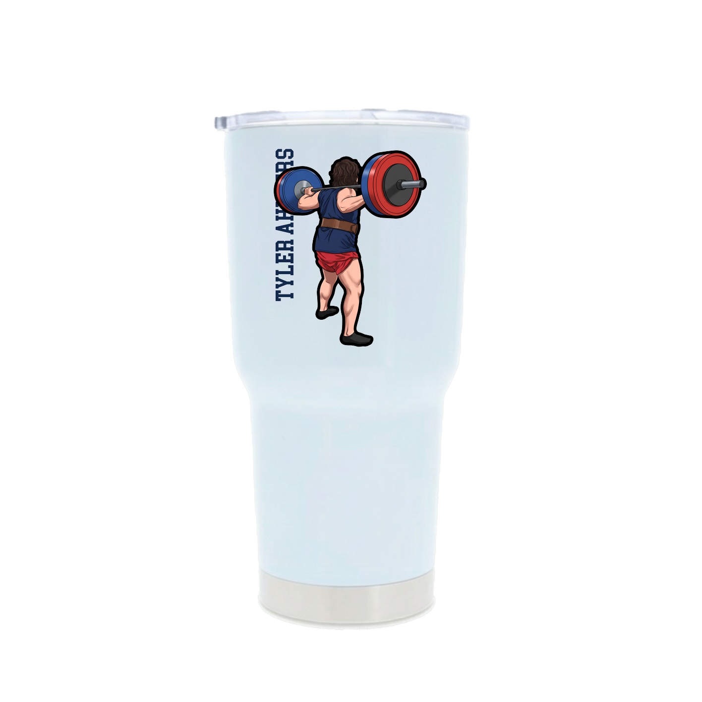 30oz Stainless Steel Tumbler — Name Vertical in White