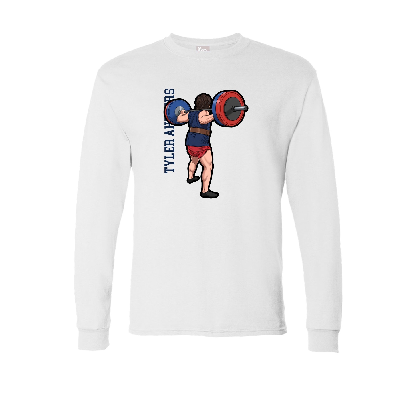 Long Sleeve Tee — Name Vertical in White