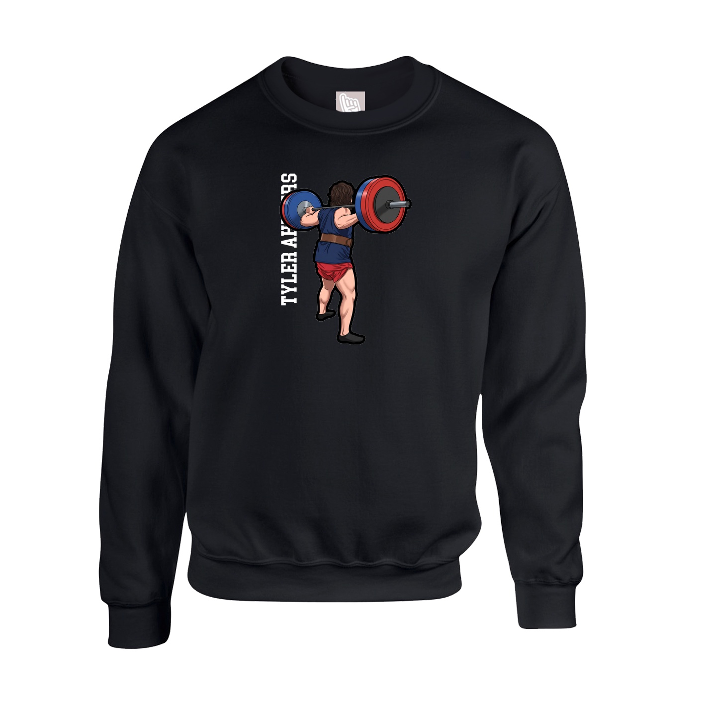 Fleece Crew — Name Vertical in Black