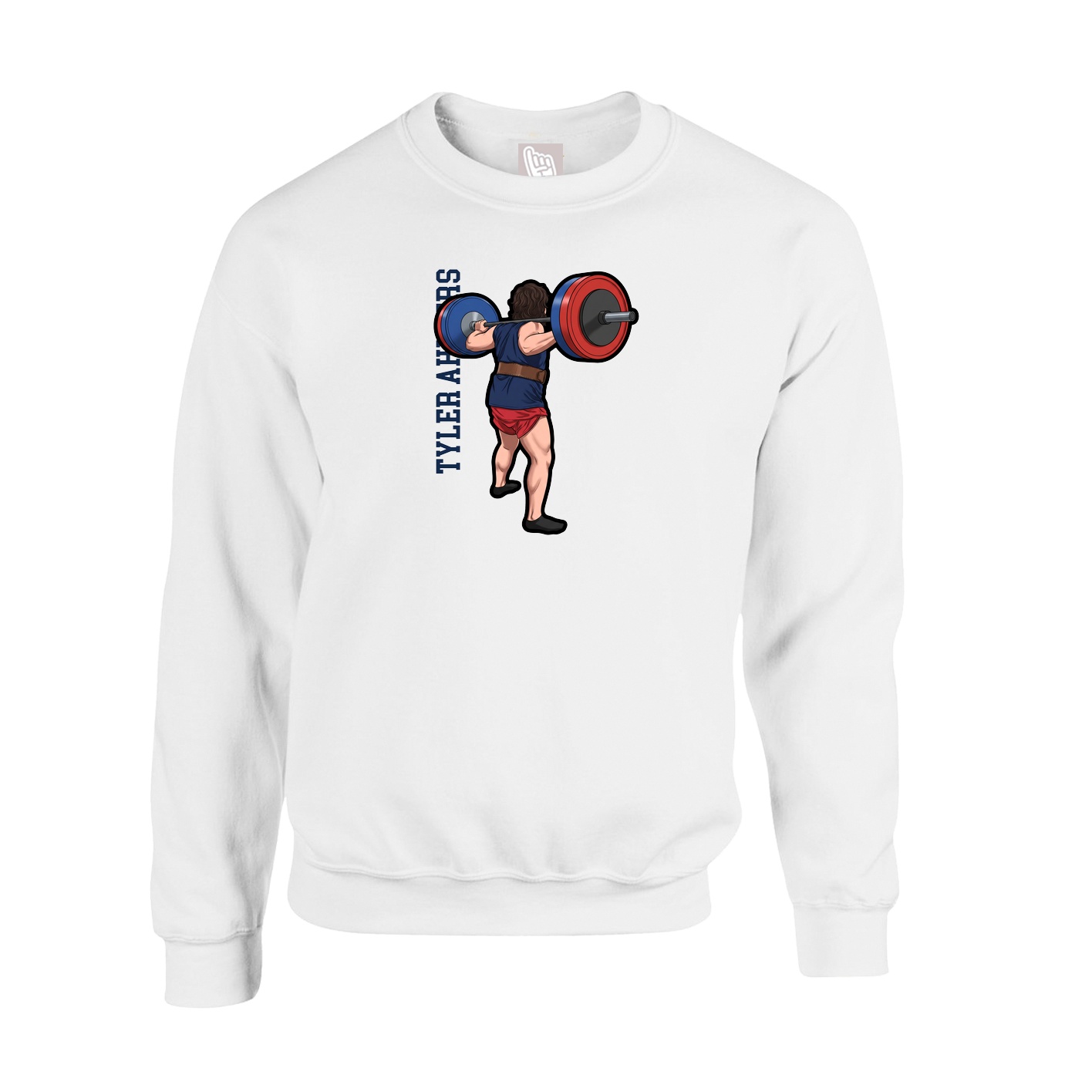 Fleece Crew — Name Vertical in White