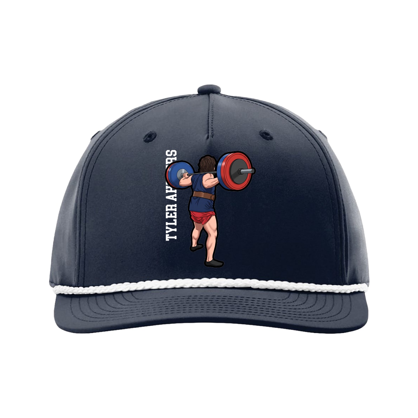 Five-Panel Classic Rope Cap — Name Vertical in Navy
