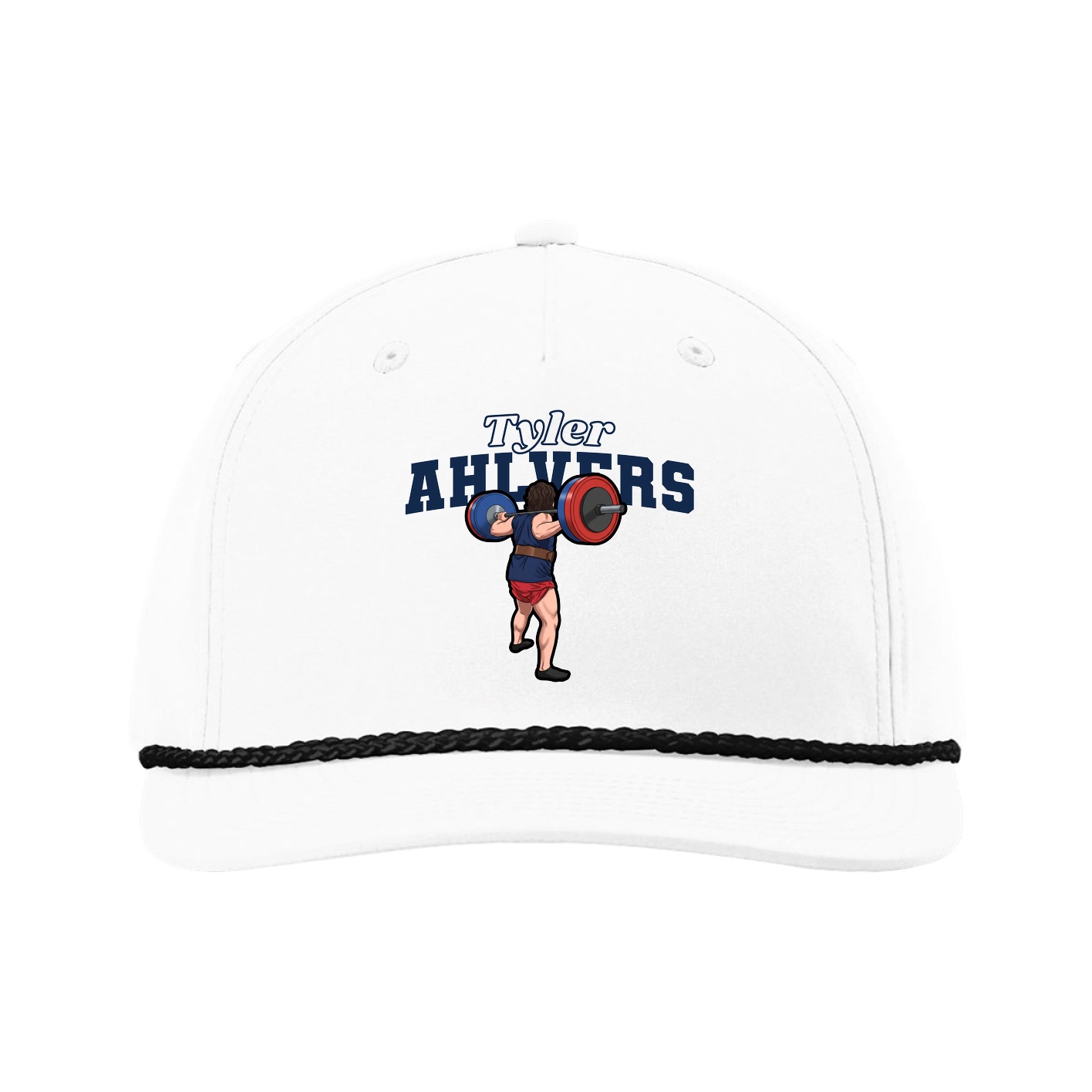 Five-Panel Classic Rope Cap — Name Arch in White
