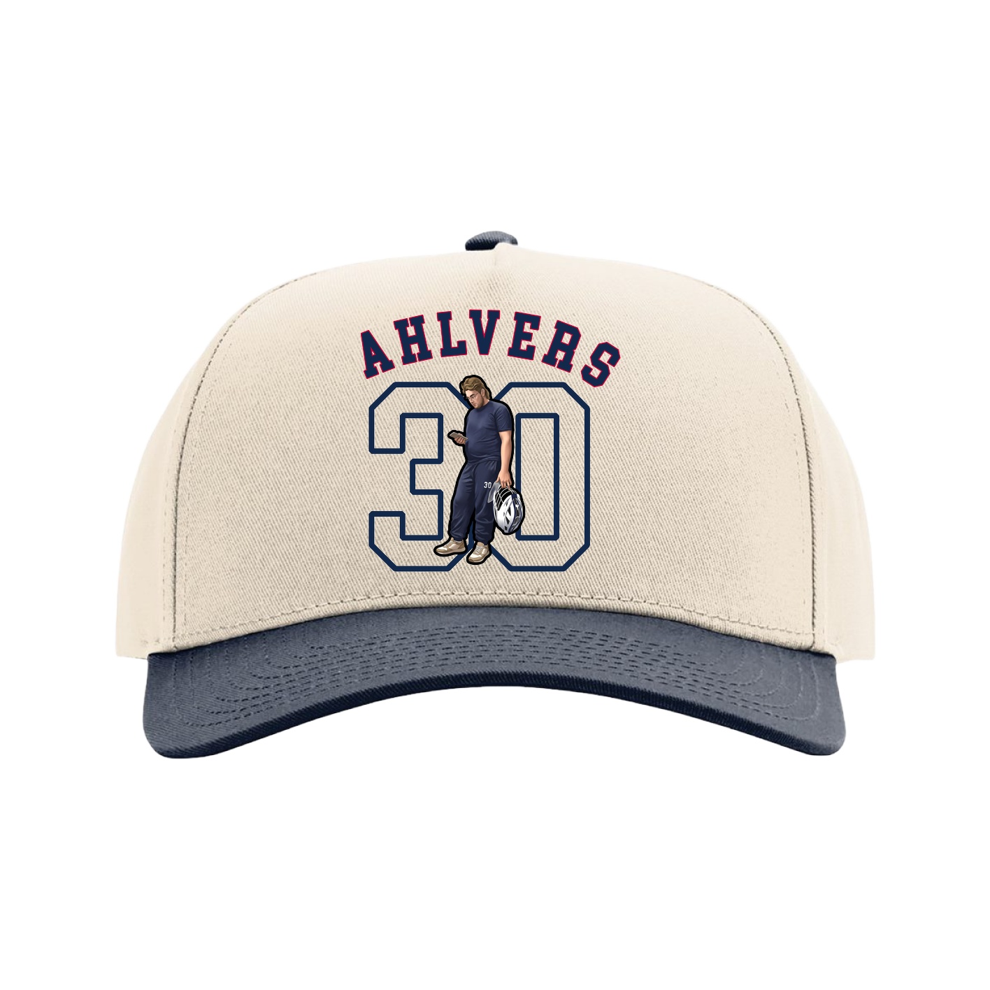 Full Fabric Five-Panel Champ Cap — Shirsey Arch in Cream/Navy