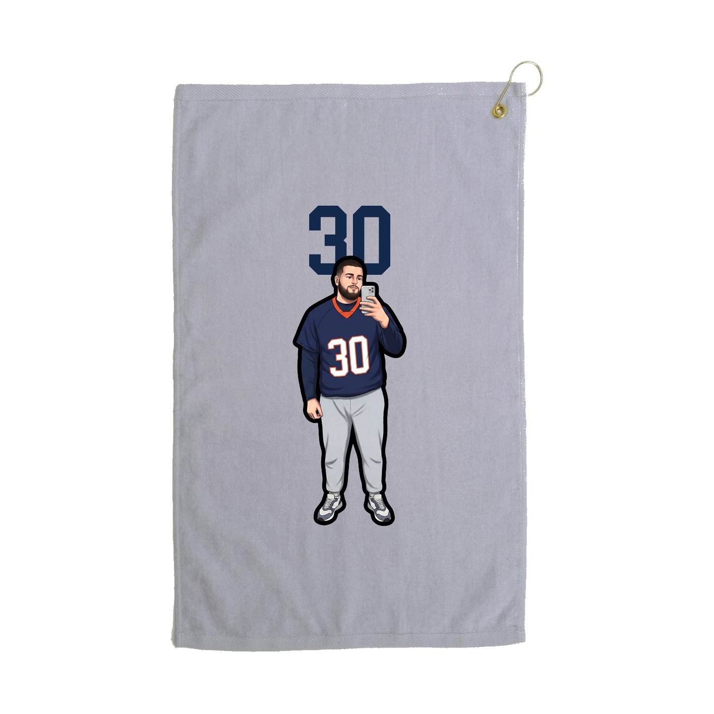 Golf Towel — Number Top in Grey
