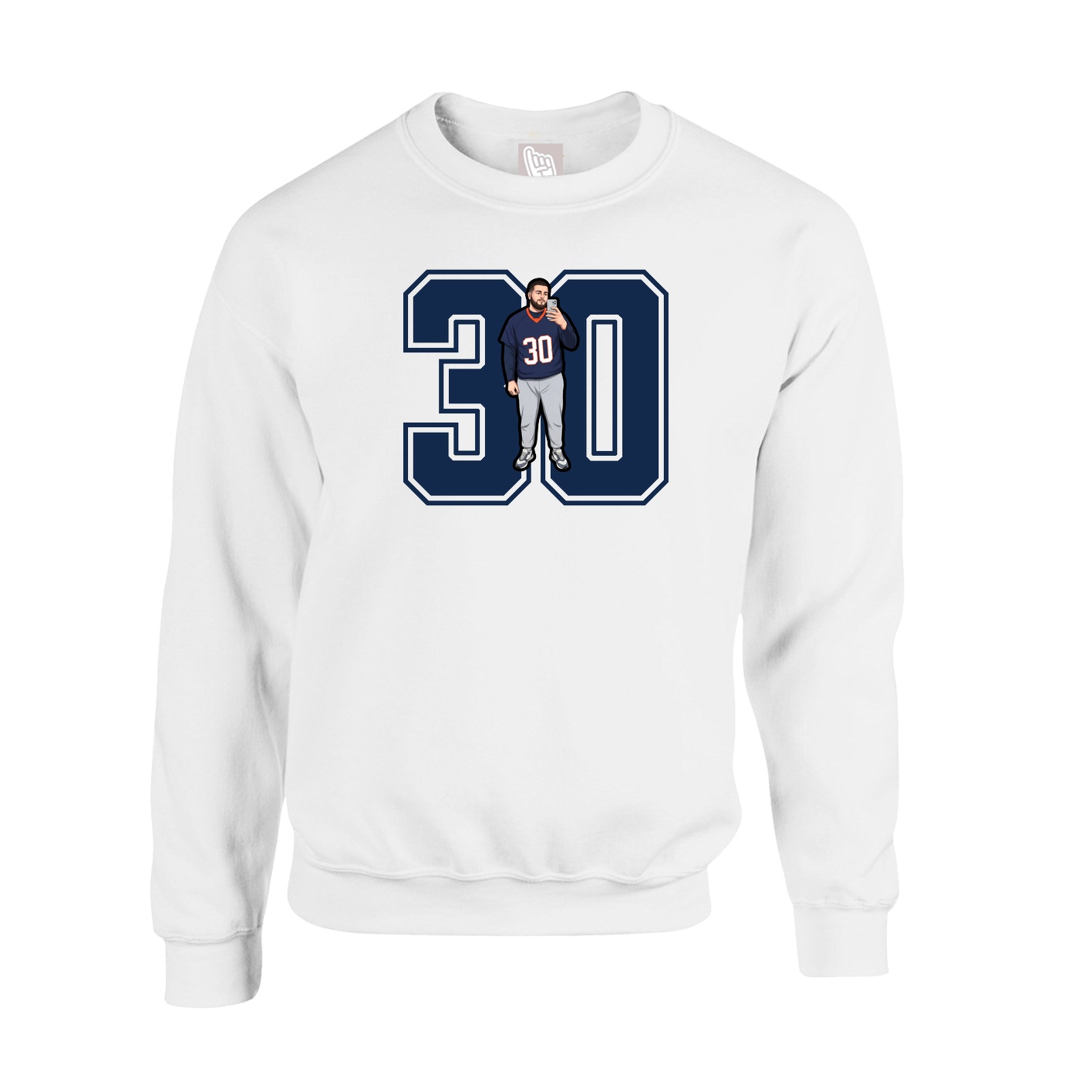 Fleece Crew — Number in White