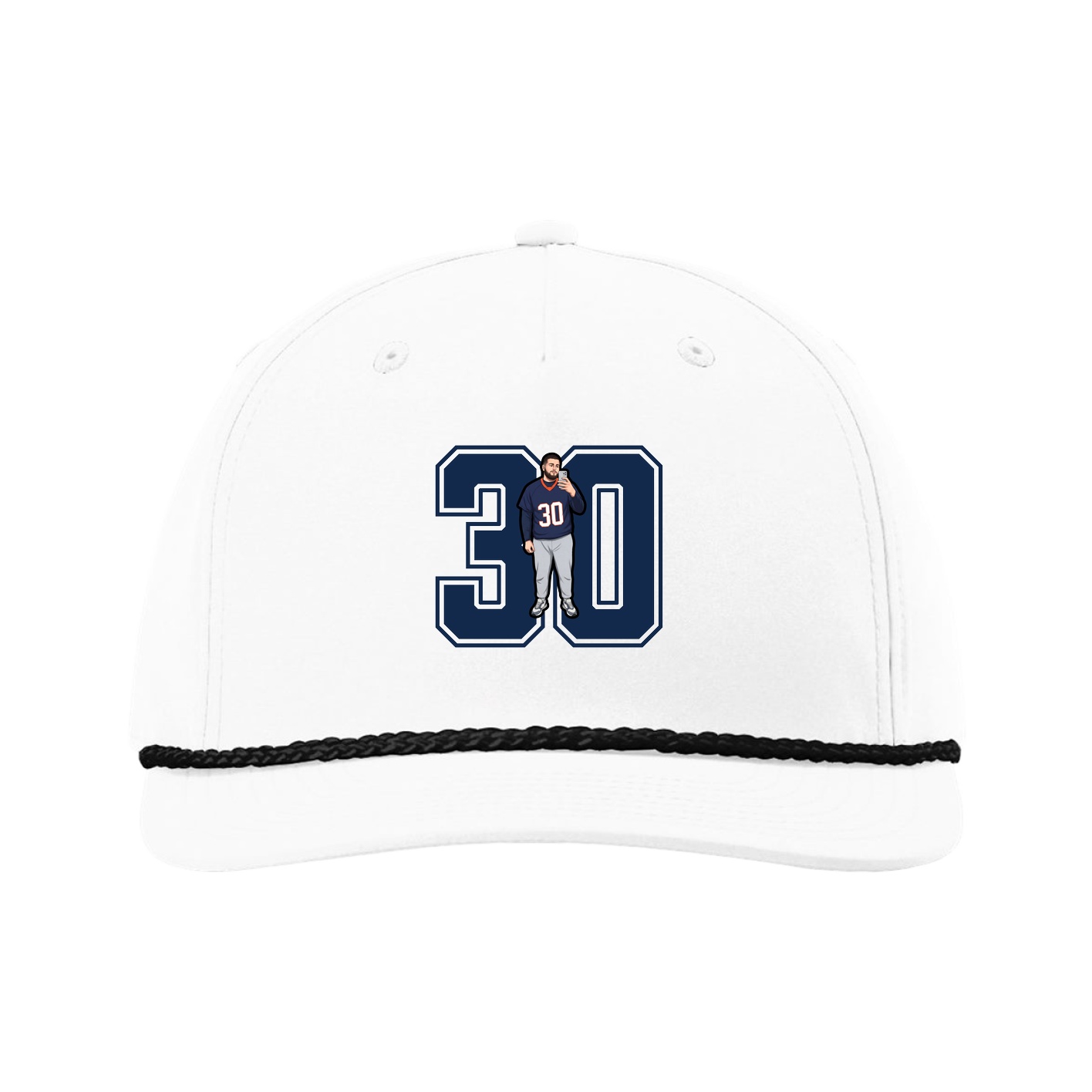 Five-Panel Classic Rope Cap — Number in White