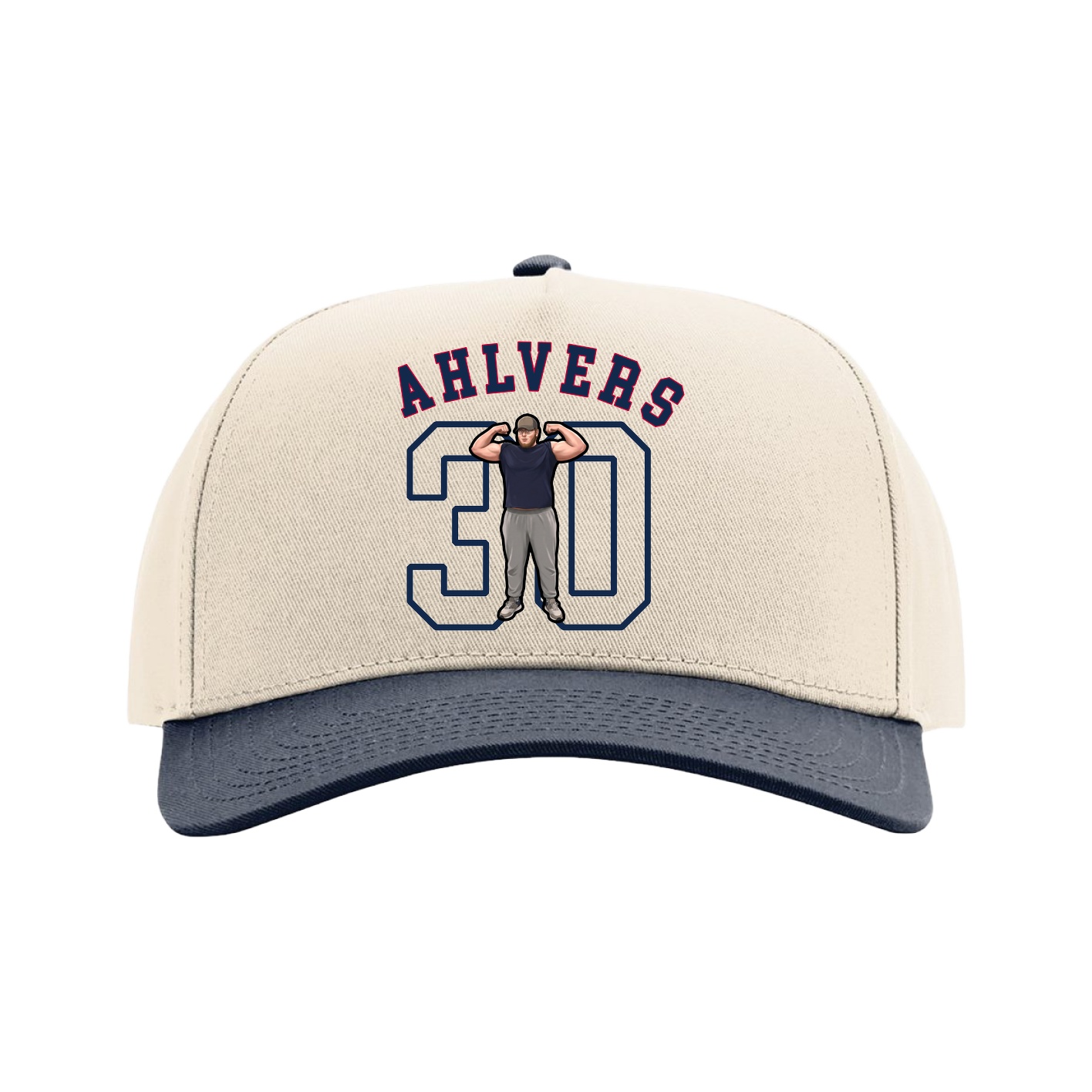 Full Fabric Five-Panel Champ Cap — Shirsey Arch in Cream/Navy