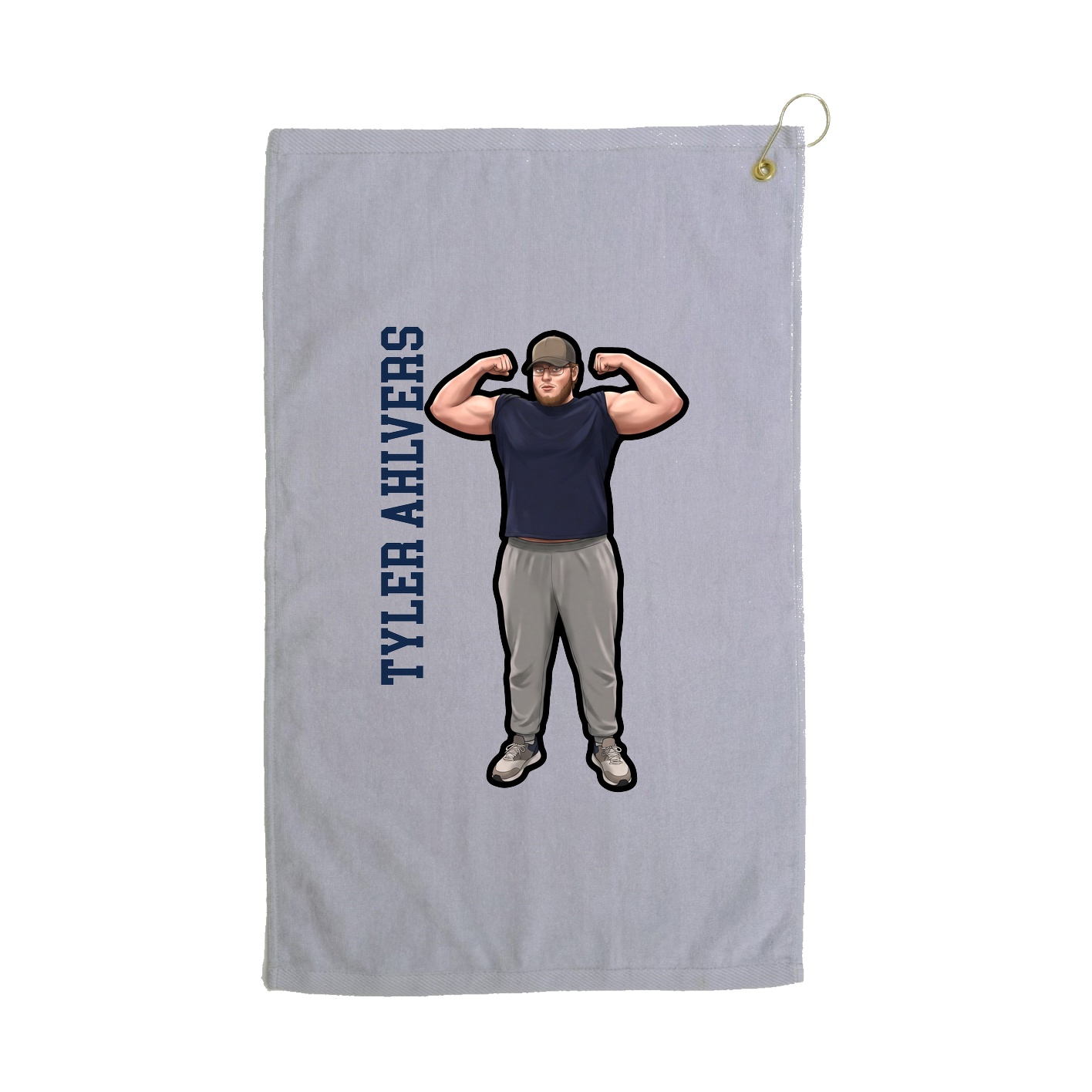Golf Towel — Name Vertical in Grey