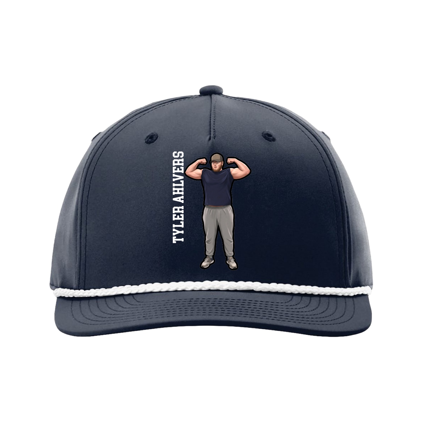 Five-Panel Classic Rope Cap — Name Vertical in Navy