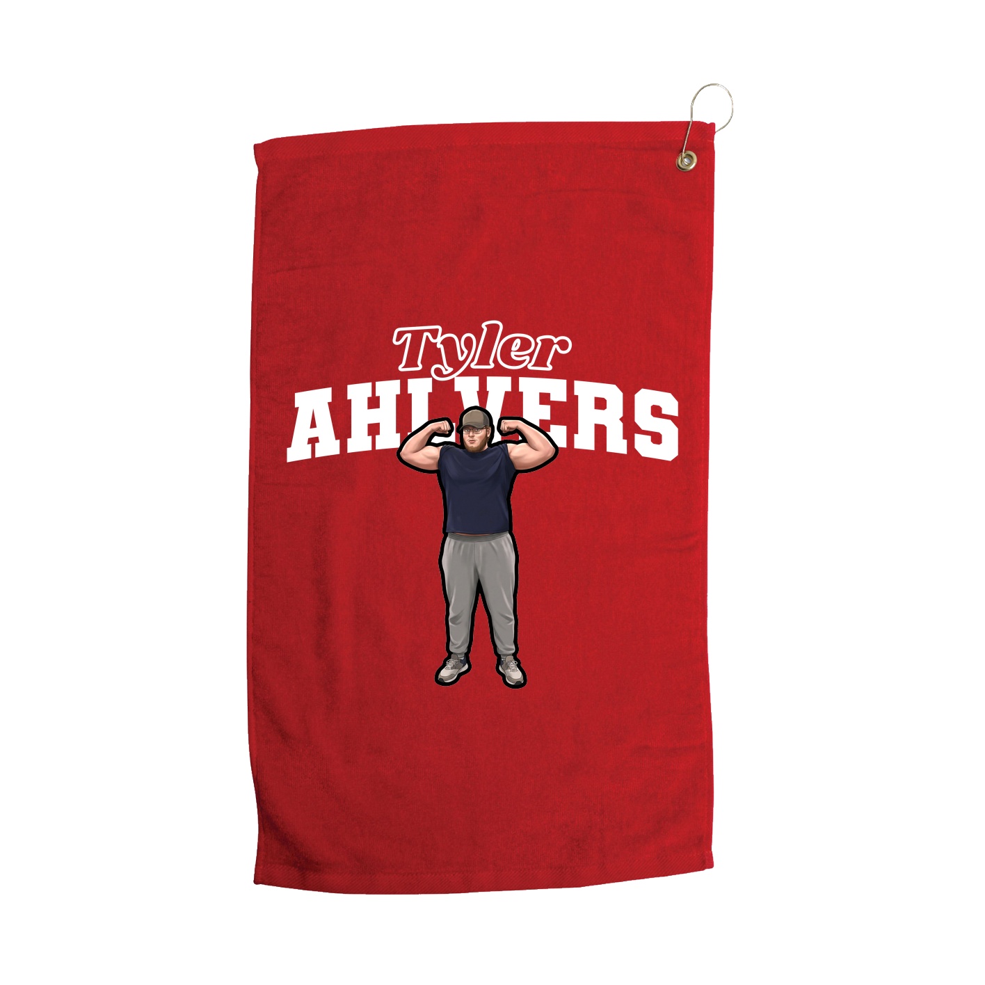 Golf Towel — Name Arch in Red