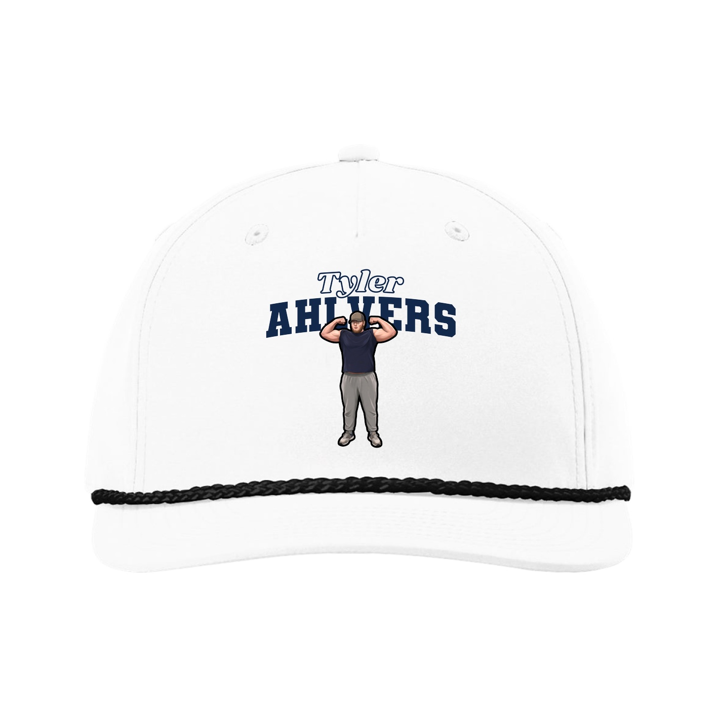Five-Panel Classic Rope Cap — Name Arch in White