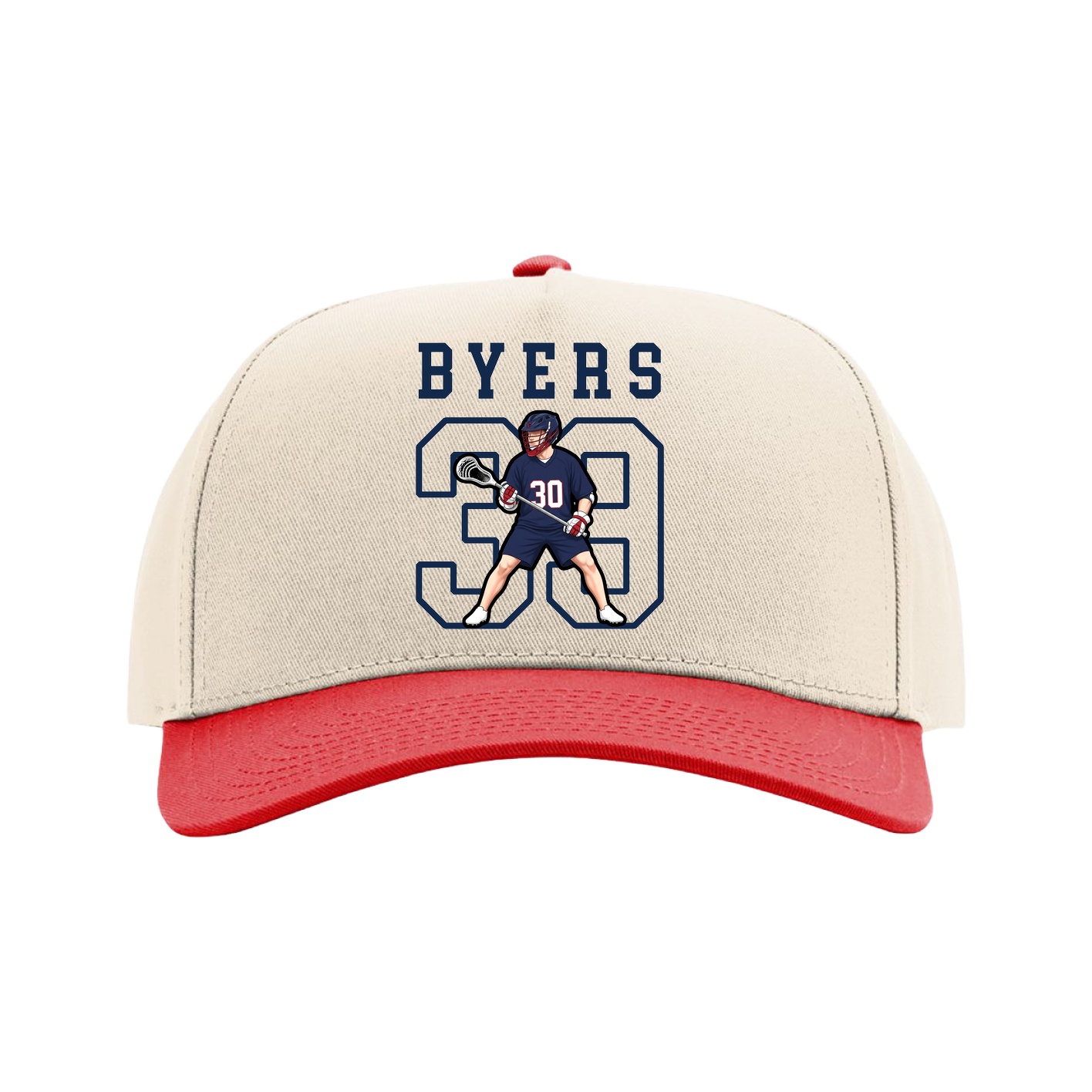 Full Fabric Five-Panel Champ Cap — Shirsey in Cream/Red