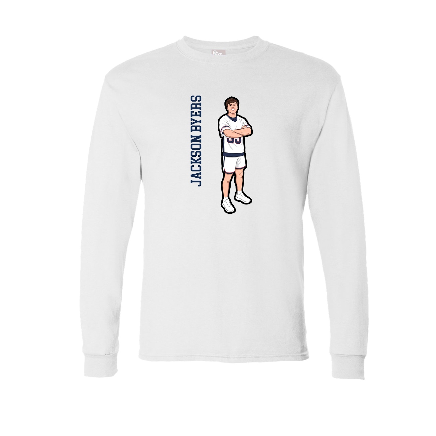 Long Sleeve Tee — Name Vertical in White