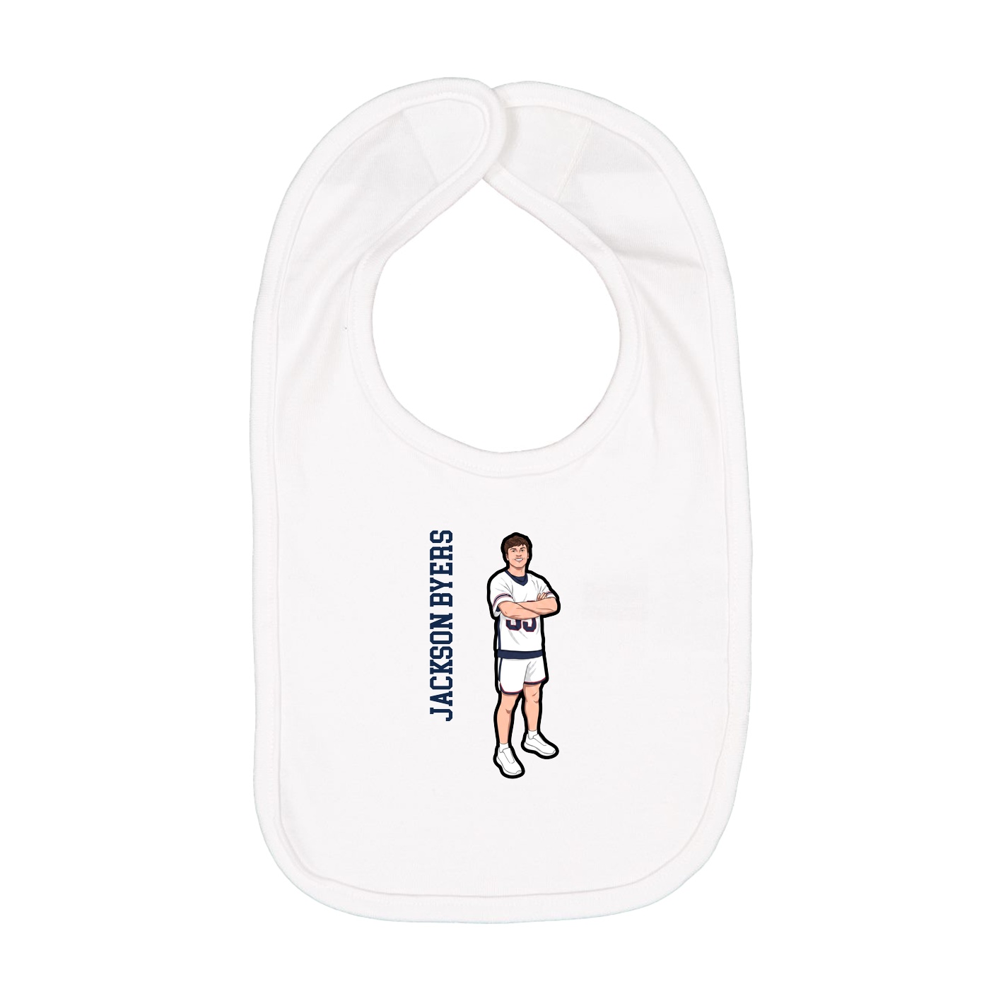 Infant Bib — Name Vertical in White