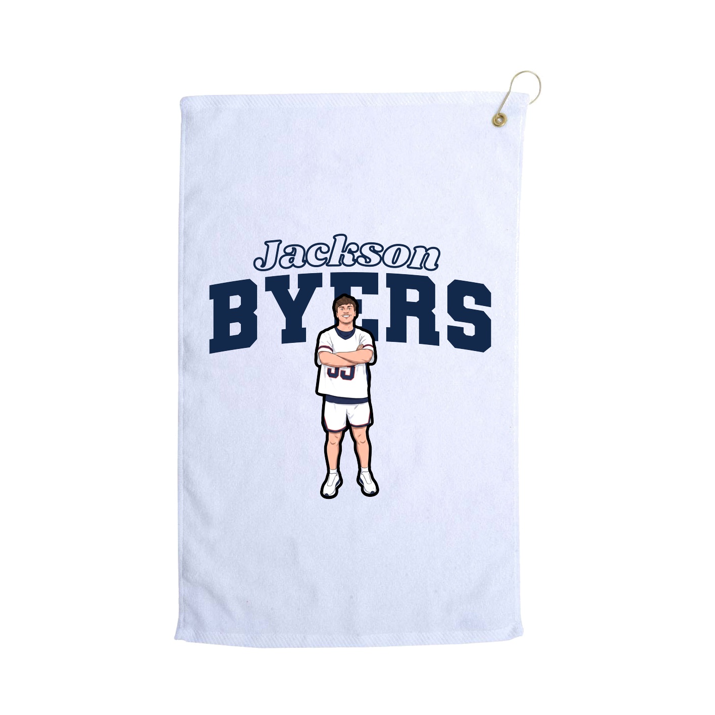 Golf Towel — Name Arch in White