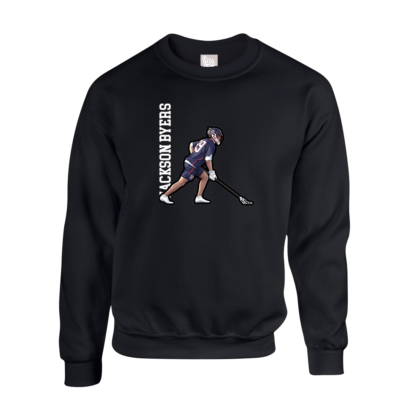 Fleece Crew — Name Vertical in Black