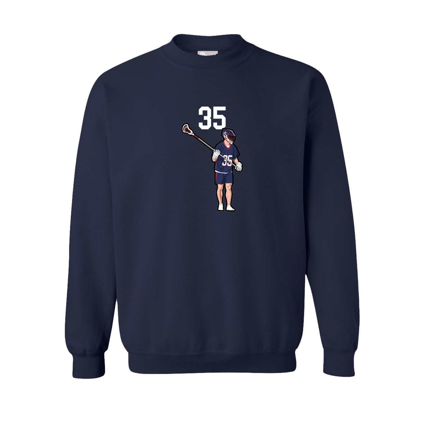 Fleece Crew — Number Top in Navy
