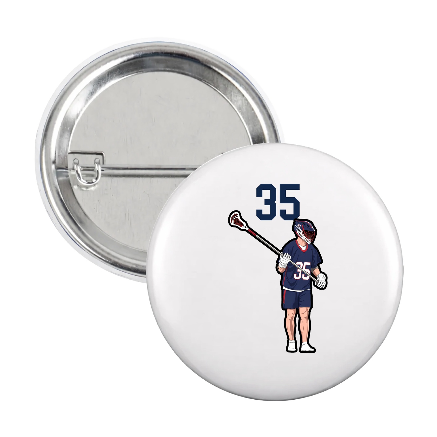 Game Day Button — Number Top in White