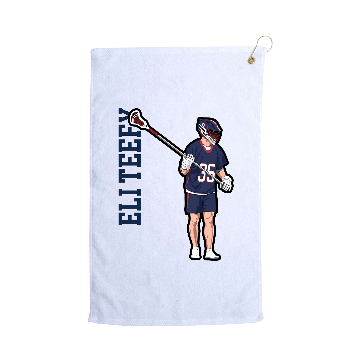 Golf Towel — Name Vertical in White