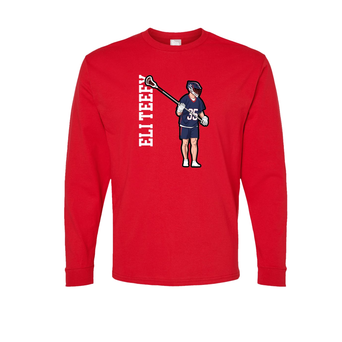 Long Sleeve Tee — Name Vertical in Red