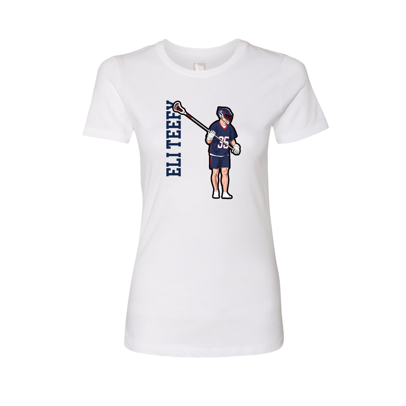 Fitted Women's Tee — Name Vertical in White