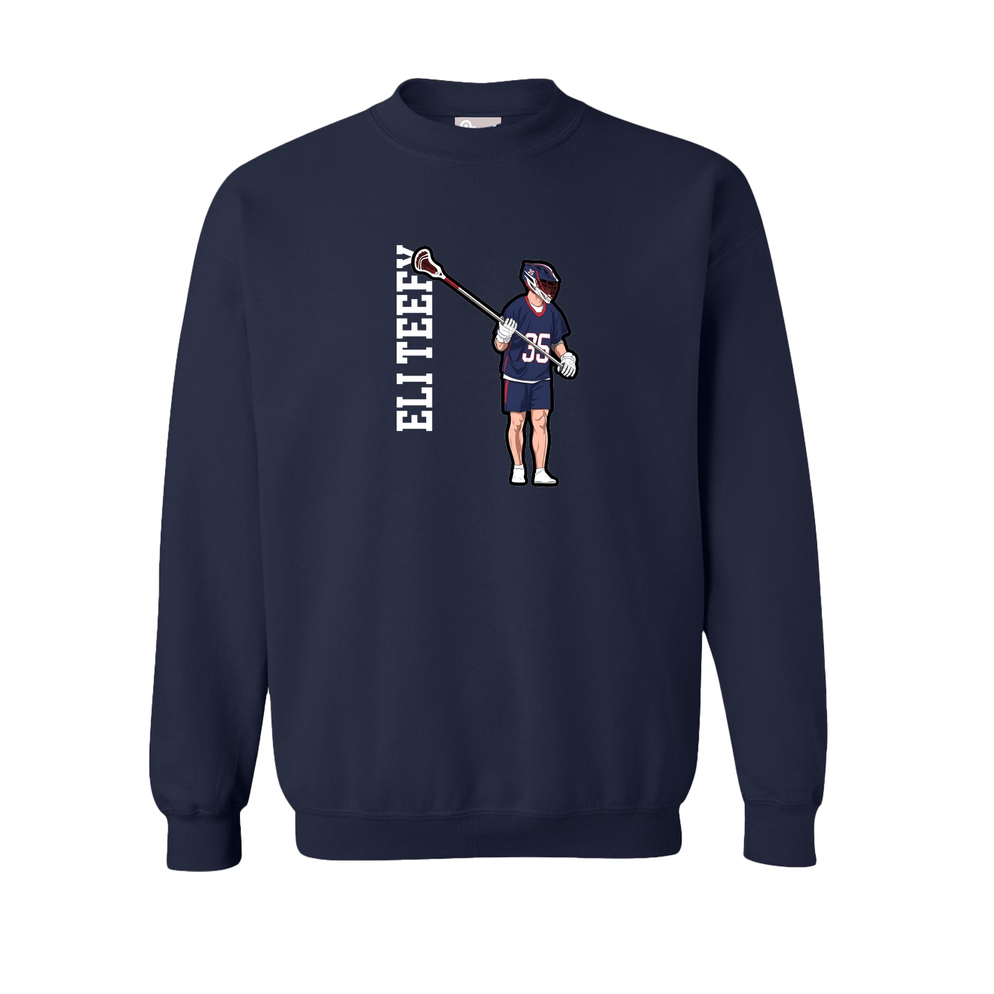 Fleece Crew — Name Vertical in Navy