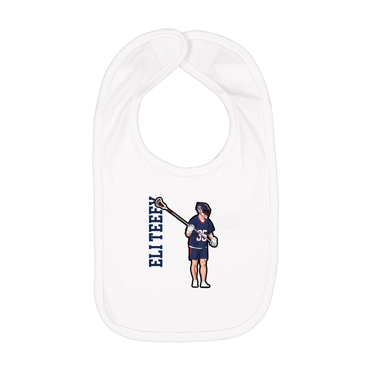 Infant Bib — Name Vertical in White