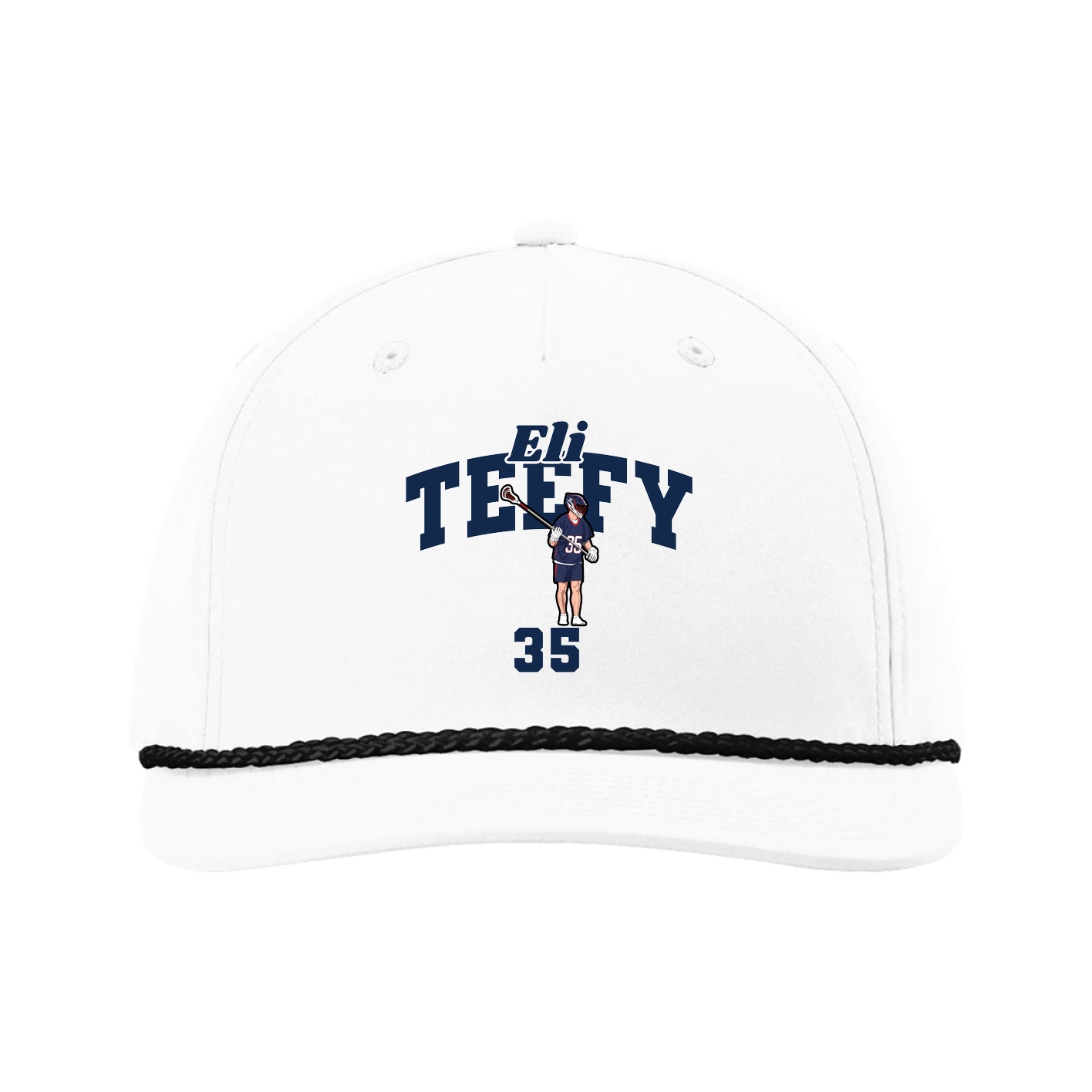 Five-Panel Classic Rope Cap — Signature Arch in White