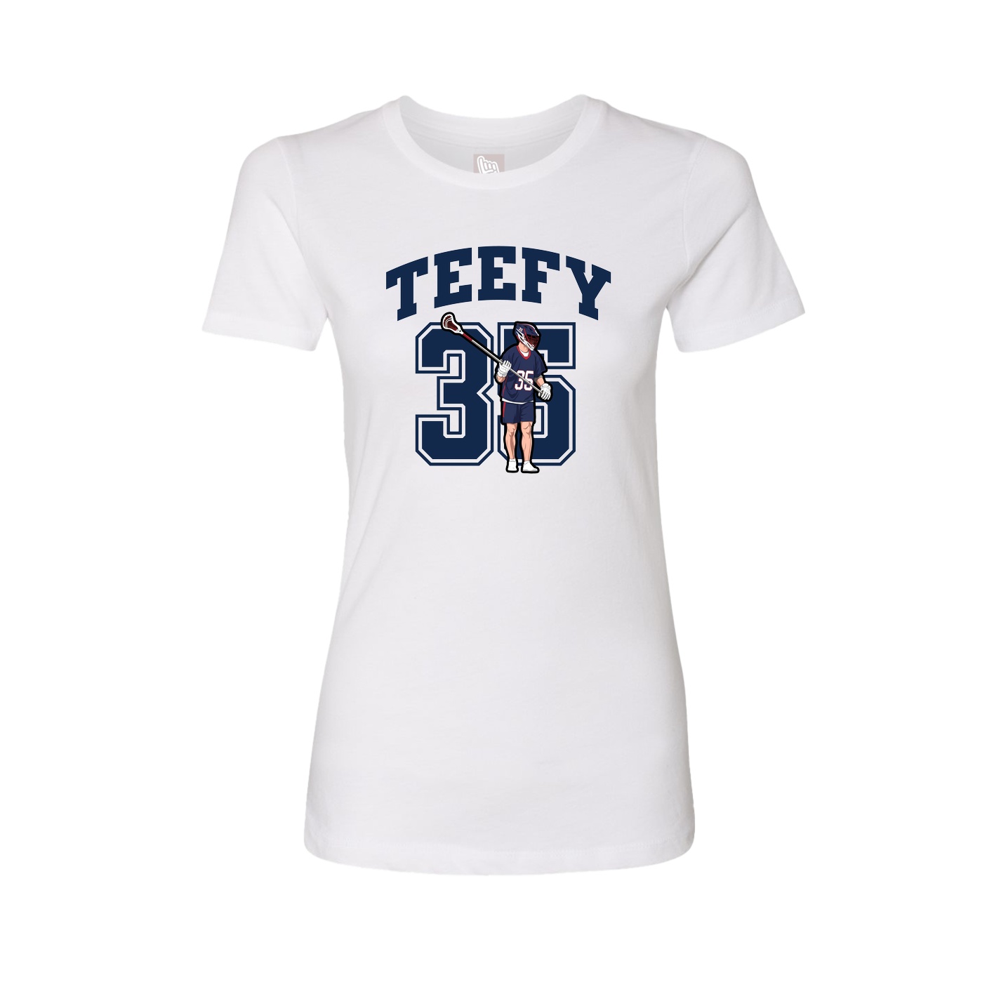 Fitted Women's Tee — Number in White