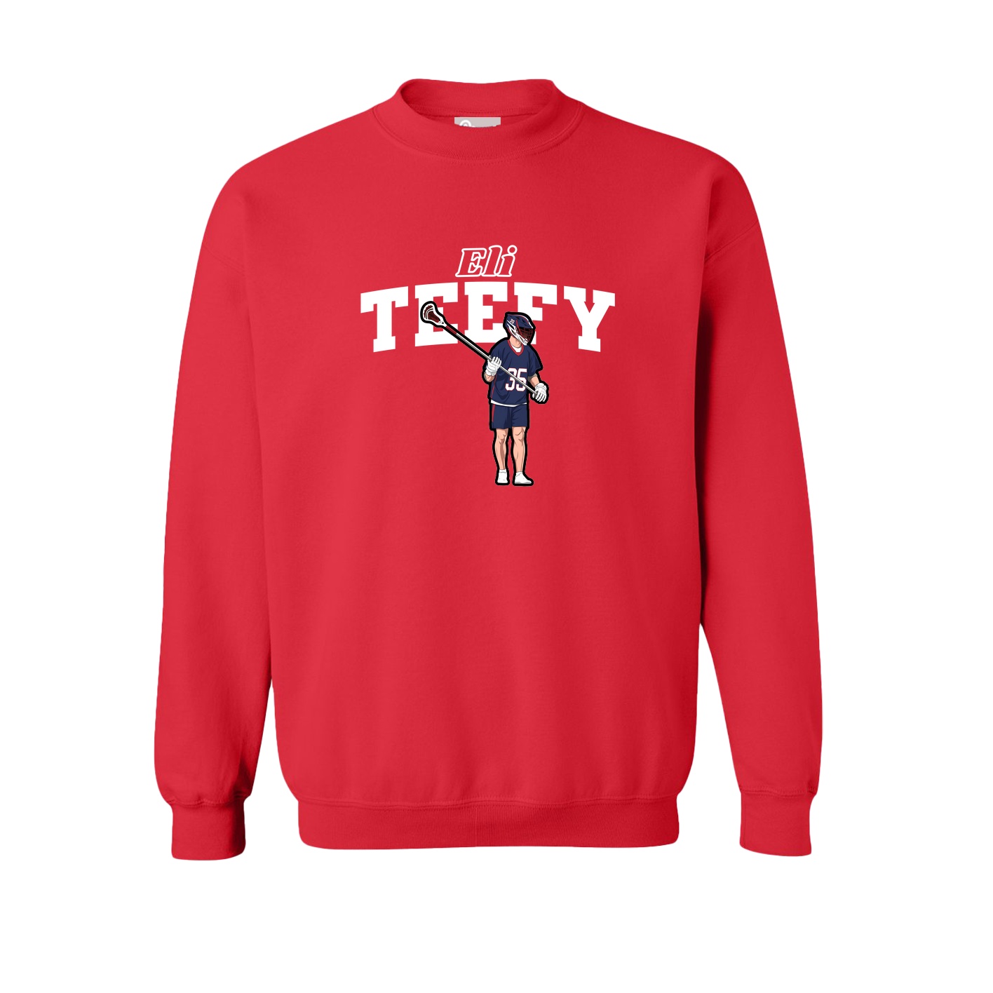 Fleece Crew — Name Arch in Red