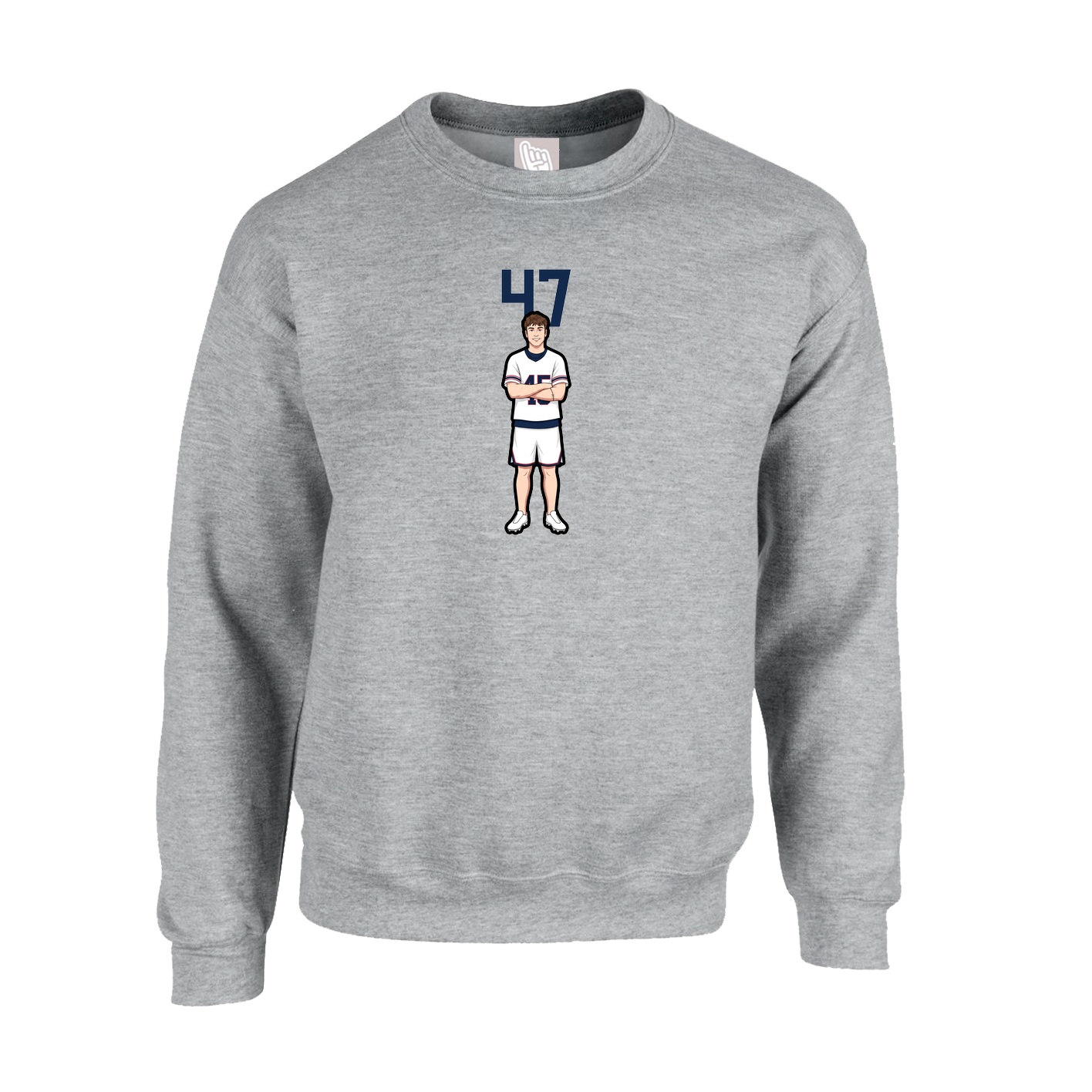 Fleece Crew — Number Top in Grey