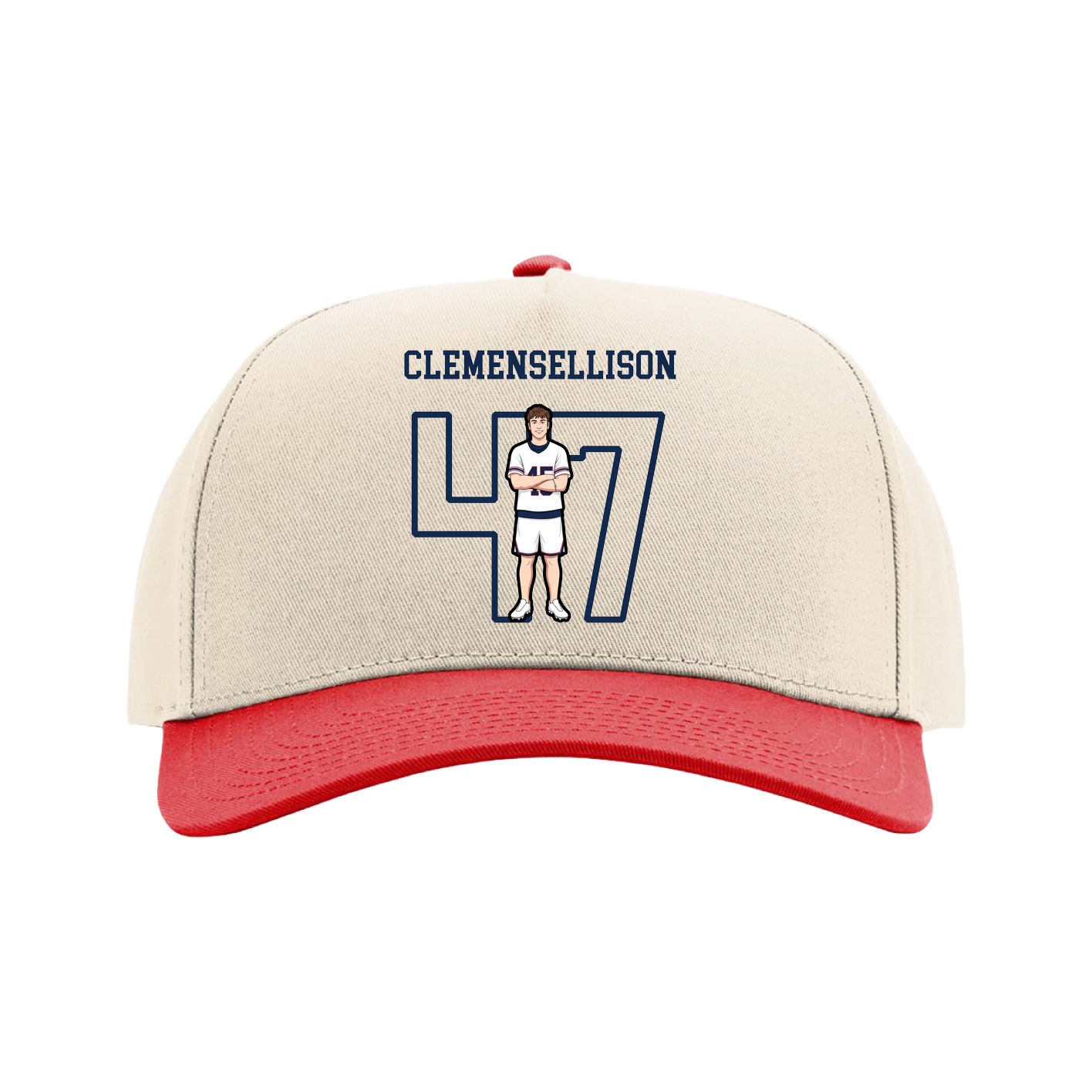 Full Fabric Five-Panel Champ Cap — Shirsey in Cream/Red