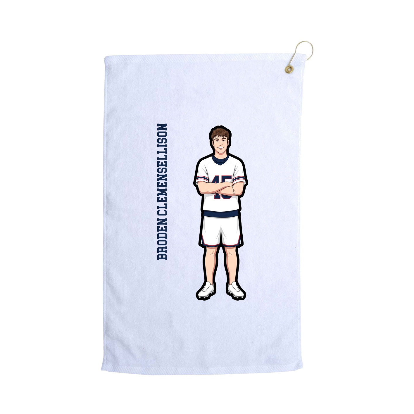 Golf Towel — Name Vertical in White