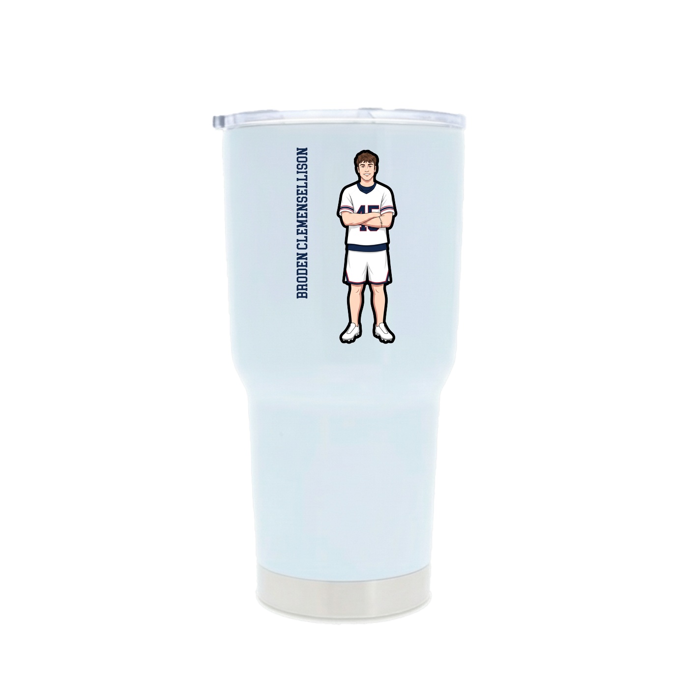 30oz Stainless Steel Tumbler — Name Vertical in White